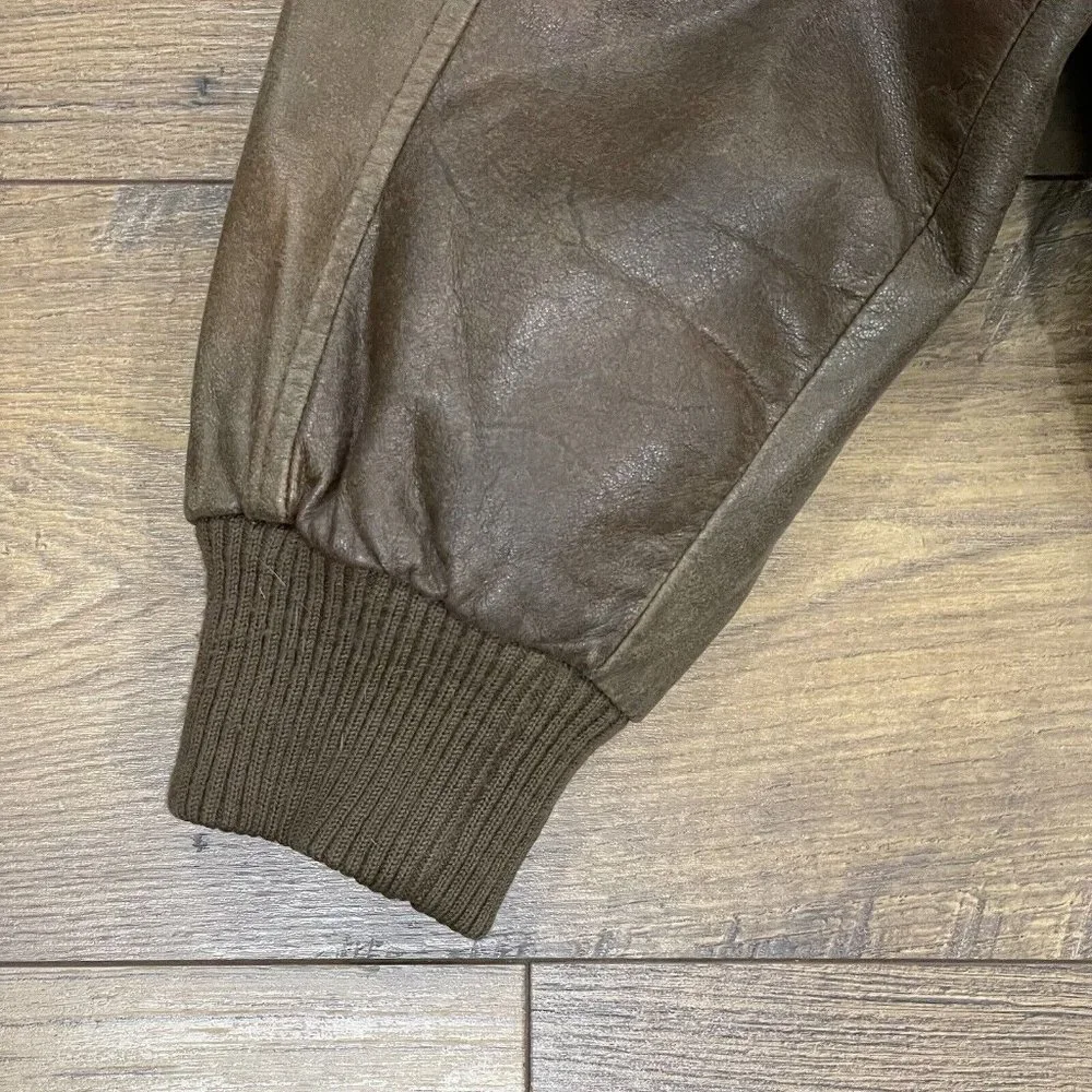 Bechamel Brown Leather Bomber Jacket - Picture 13 of 14